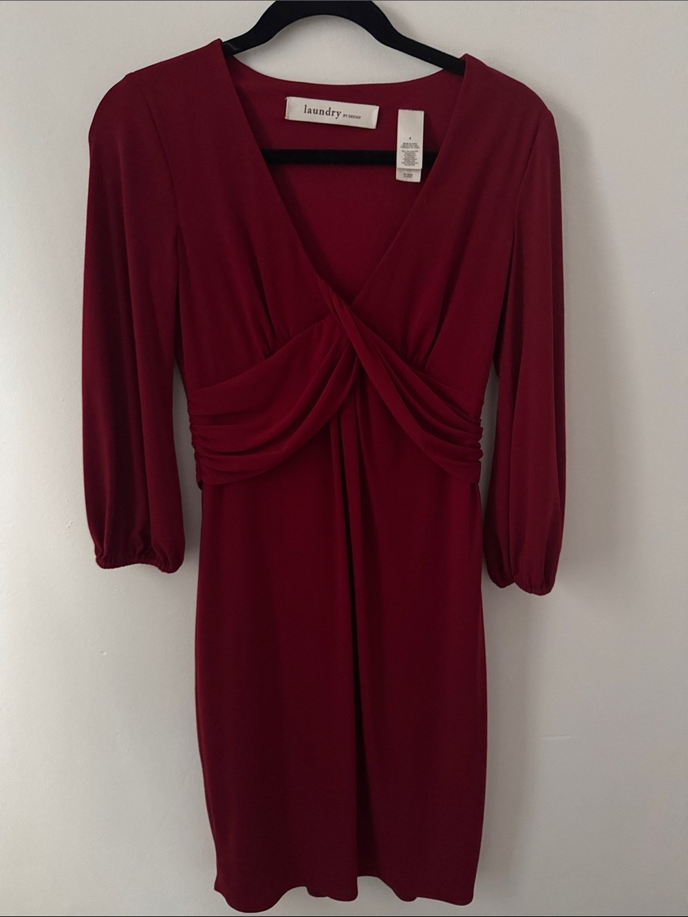 Laundry by Design Crimson V-Neck Twist-Front Long Sleeve Dress